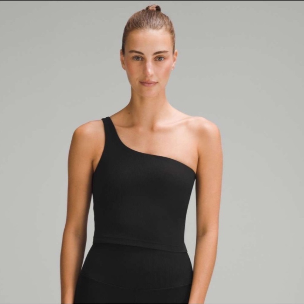 lululemon Ribbed Nulu Asymmetrical Yoga Tank Top in Black